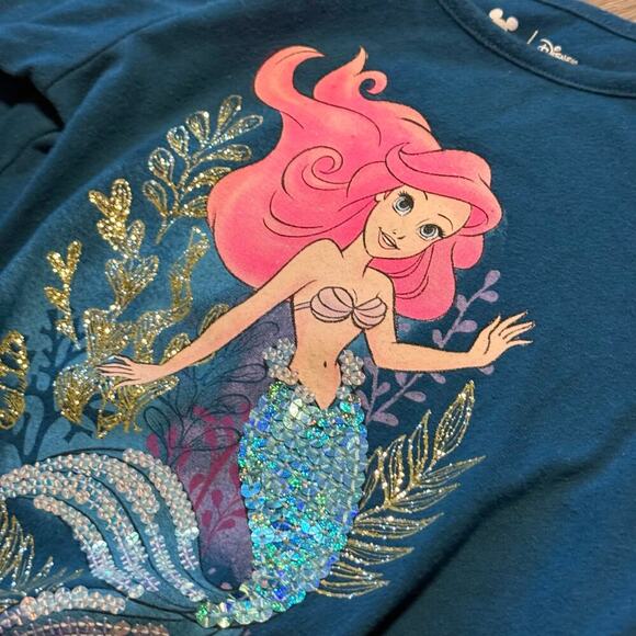 Disney x Jumping Beans Other - Disney Jumping Beans Ariel Sequin Mermaid Long Sleeve Tie Front Top Girls 3T